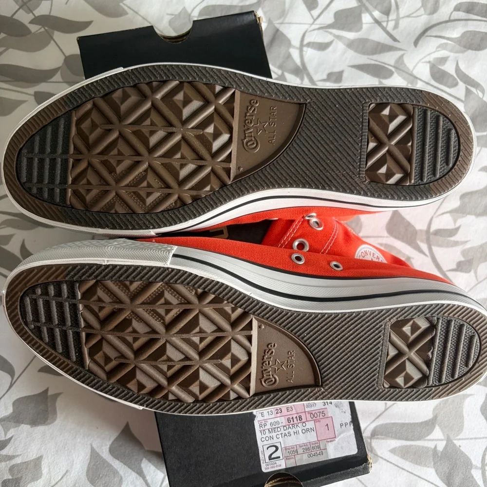 Converse Chuck Taylor High Top Sneakers in My Van is On Fire Orange - Picture 10 of 11